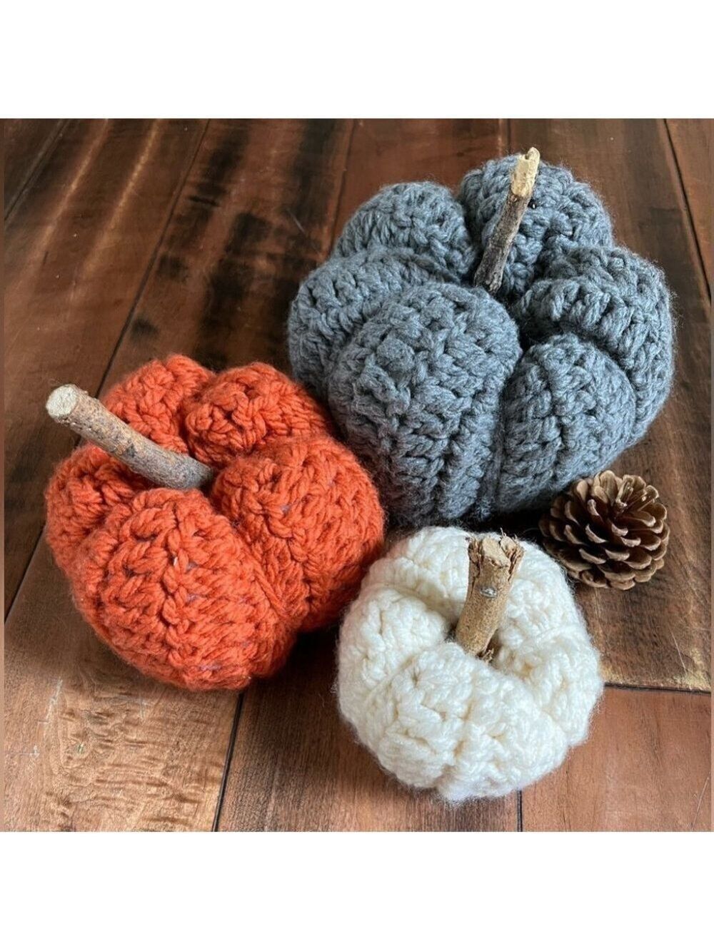 Handmade Chunky Crochet Pumpkins Set of 3